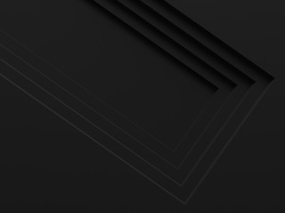 black background abstract pattern paper layer stack 3d render backdrop