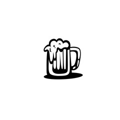 Glass of beer icon,flat design with shadow vector illustration