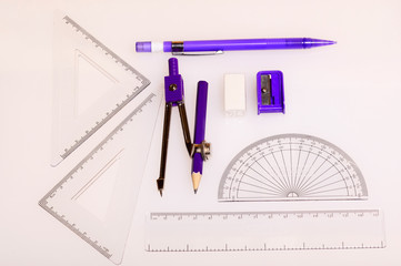 Geometry Box Set with Ruler, Protractor, Set Squares, Eraser etc