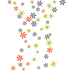 Cute Floral Pattern with Simple Small Flowers for Greeting Card or Poster. Naive Daisy Flowers in Primitive Style. Vector Background for Spring or Summer Design.