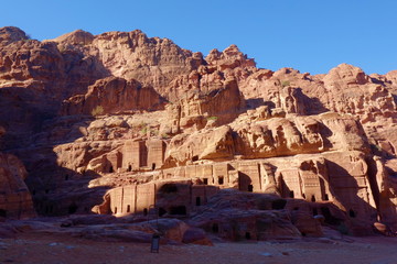 Ancient abandoned rock city of Petra in Jordan as a tourist attraction