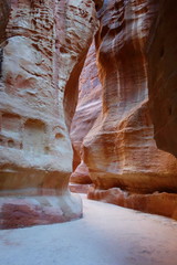 Petra, Jordan - Siq canyon, which goes to the ancient city of Petra, Wadi Musa, Middle East