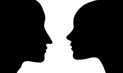 vector profiles of woman and man