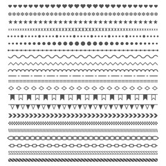 Geometric horizontal vintage fashion pattern.     Dividers vector set isolated on white background. Line border and text design element. Trendy styled ornaments.