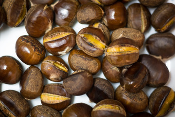 Roasted Chestnuts with white backround