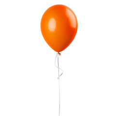 Orange balloon isolated on a white background. Party decoration for celebrations and birthday - obrazy, fototapety, plakaty