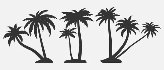 Poster Tropical trees for design about nature.   Set of palm trees silhouettes. Vector illustrations isolated on white background.  © Vector FX