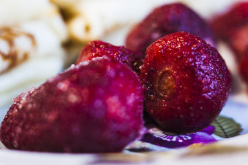 Homemade pancakes with strawberries
