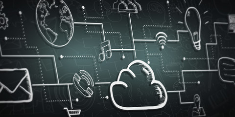 Hand drawn cloud mulitmedia sketch