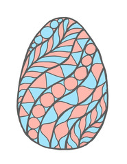 Happy Easter zentangle egg decorated with ornament, design doodle element