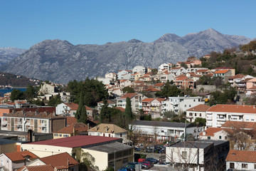 Fototapeta premium Top view of the town in Kotor, Montenegro