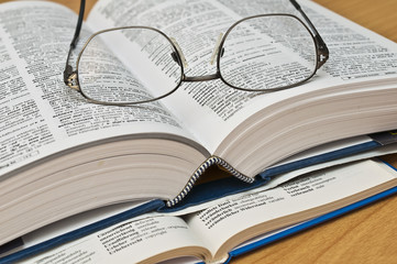 Wörterbuch mit Brille 