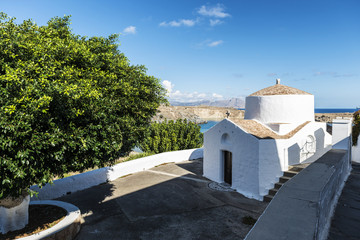 Fototapeta na wymiar Greek orthodox church in Lindos, Rhodes, Greece