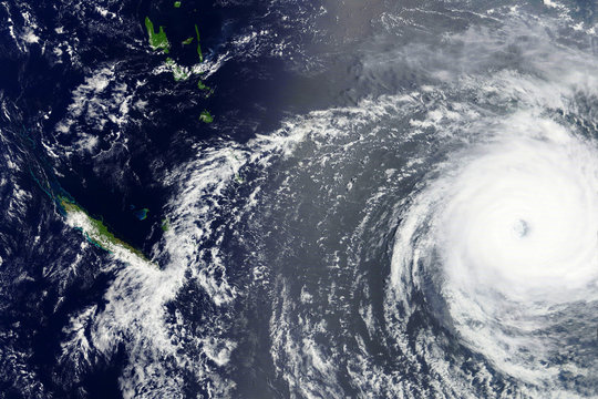 Typhoon Gita heading towards Tonga in February 2018 - Modified elements of this image furnished by NASA 