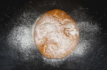 Fresh bread with flour