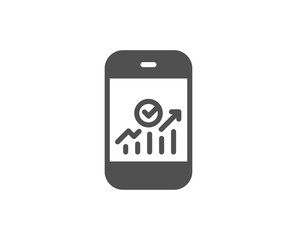 Smartphone Audit or Statistics simple icon. Business Analytics with charts symbol. Quality design elements. Classic style. Vector