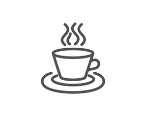 Tea or Coffee line icon. Hot drink sign. Fresh beverage symbol. Quality design element. Editable stroke. Vector