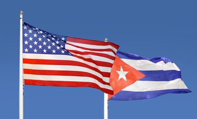 Cuba and USA flag