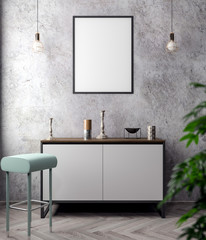 Mockup Poster in the interior, 3D illustration of a modern design