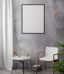 Mockup Poster in the interior, 3D illustration of a modern design