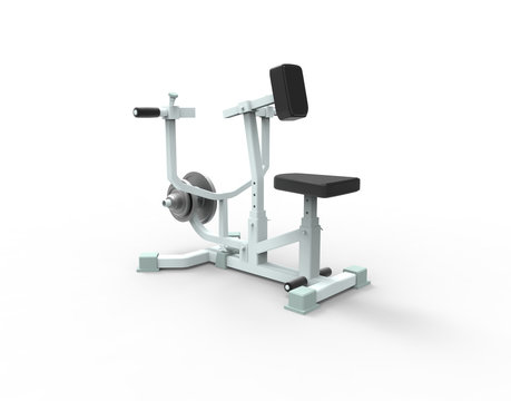 Gym rowing machine. 3D  image isolated on white background