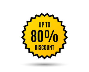 Up to 80% Discount. Sale offer price sign. Special offer symbol. Save 80 percentages. Star button. Graphic design element. Vector