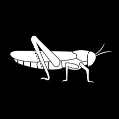 Flat silhouette of locust standing on paws.