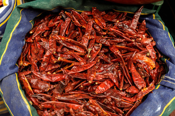 Dried chilly pepper at the market in Tel-Aviv, Israel