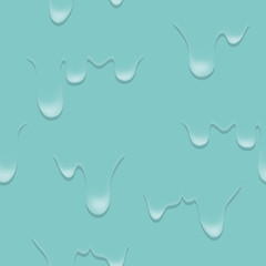 Transparent drop of water on blue seamless pattern abstract background for site, blog, fabric. Vector