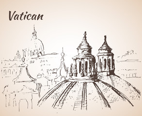 Vatican city landscape. Sketch.