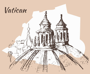 Vatican city. Sketch with map