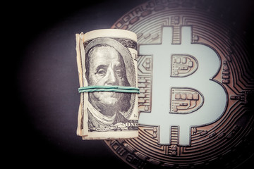 e-business concept - bitcoin vs dollar
