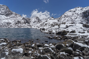 Fototapeta na wymiar Gosaikunda lakes in Nepal trekking tourism
