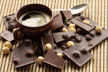 Fototapeta premium chocolate bars with hazelnut