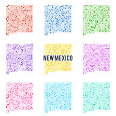 Vector colourful dotted map of the state of New Mexico.