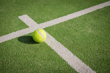 Paddle tennis court and ball