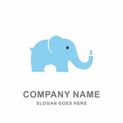 Logo Animal Cartoon Cute Baby Childcare Fashion Funny Elephant Happy Peanut Blue Circus Logo Design Symbol Icon Vector Template