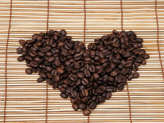 Heart of coffee beans