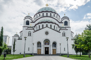 Fototapeta na wymiar Belgrade, Serbia - July 29, 2014: Serbian Orthodox Church of St. Sava in Belgrade