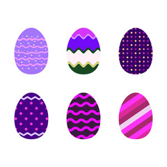 Set of modern ultra violet colored Easter eggs
