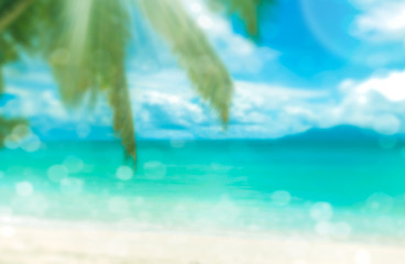 Fototapeta na wymiar Defocused tropical beach. Perfect vacation background.