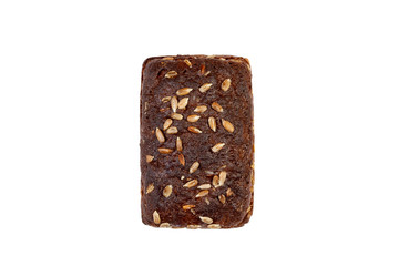 Loaf of bread with seeds isolated on a white background