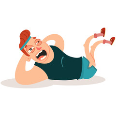 Mаn doing fitness exercises with . Cute guy cartoon vector character isolated on a white background. Healthy lifestyle and sport illustration.