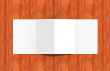 Four-Fold Half Letter Brochure Mock-up On Wooden Background