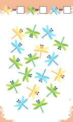 Counting Game for Preschool Children. Educational a mathematical game. Count how many items and write the result!