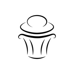 Black and white cupcake vector icon