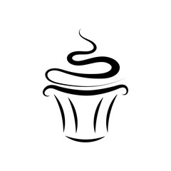 Black and white cupcake vector icon