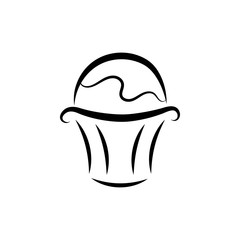 Black and white cupcake vector icon