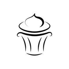 Black and white cupcake vector icon