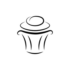 Black and white cupcake vector icon